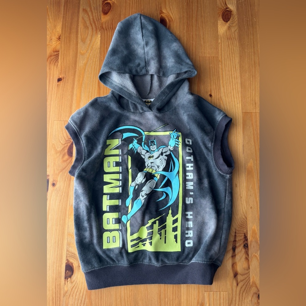 Toddler Boys DC Comics Batman Boys French Terry Sleeveless Hoodie Size 4